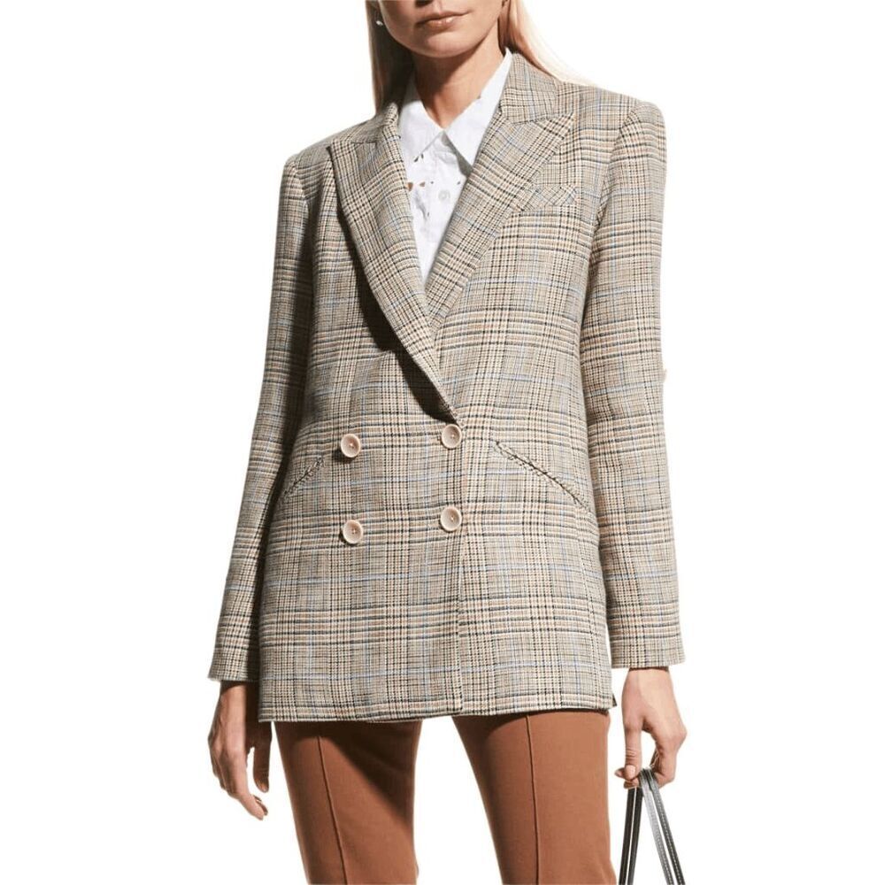 Veronica Beard Parineti Dickey Jacket Blazer Khaki Multi Plaid Size 00